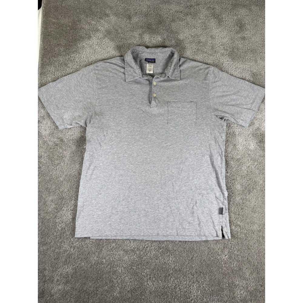 Patagonia Mens Organic Cotton Short Sleeve Polo Shirt Grey Heather M